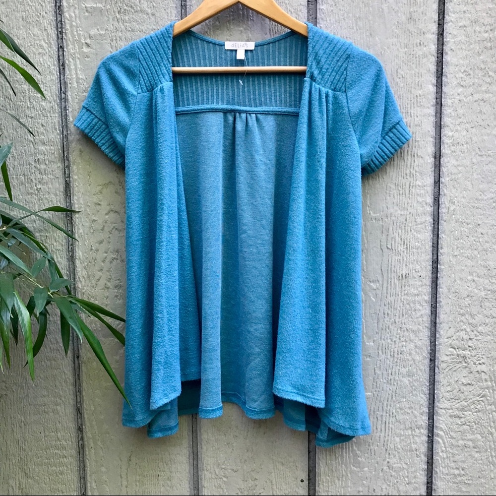 NWOT delias sweater cardigan cap sleeve open front